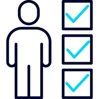 Icon Sonderleistug Figur mit drei Checkboxen